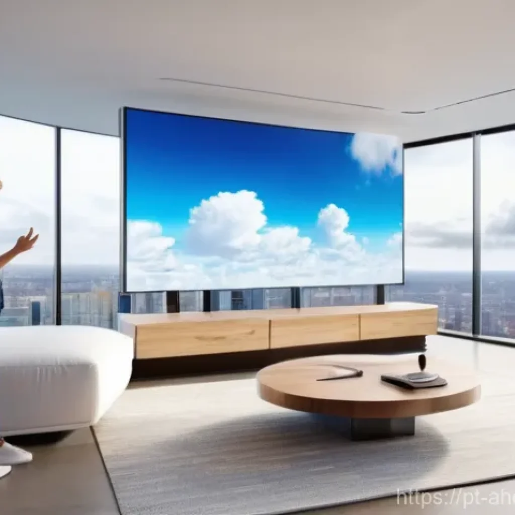 공간 컴퓨팅의 사용자 인터페이스 UI 설계 - **Prompt 1: Immersive Home Control Center**
"A young adult, casually dressed in a comfortable sh...
