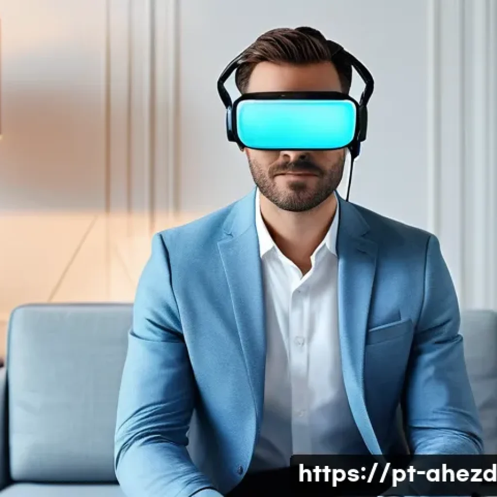 금융업계에서의 공간 컴퓨팅 활용 방안 - **Prompt 1: Immersive Personal Banking Experience**
A casually dressed adult, mid-30s, with a re...