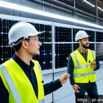 Home 23 공간 컴퓨팅과 산업 4 0의 관계 - A modern Brazilian factory interior bustling with activity, featuring advanced IoT sensors attached ...